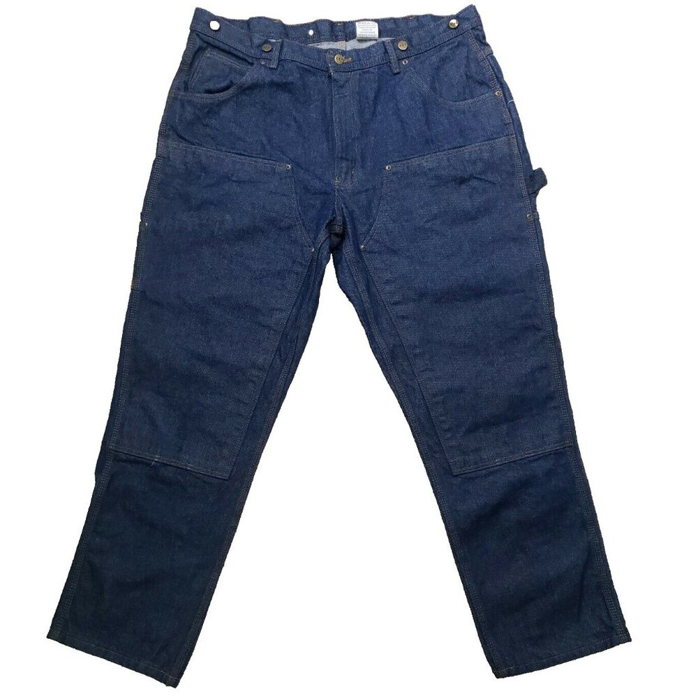 Key Dungaree Jeans Mens 42 x 32 Double Knee Blue Denim Carpenter Farm Trucker